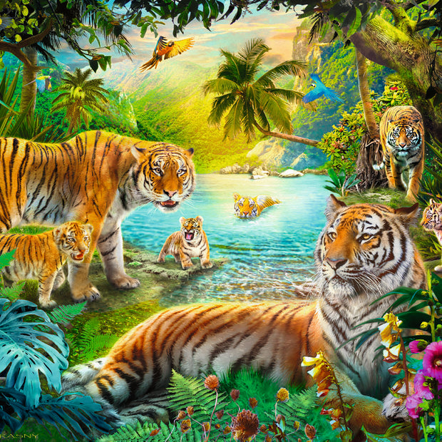 Ravensburger - Tiger family in the oasis - 500 palaa
