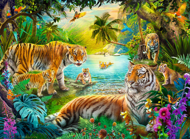 Ravensburger - Tiger family in the oasis - 500 palaa