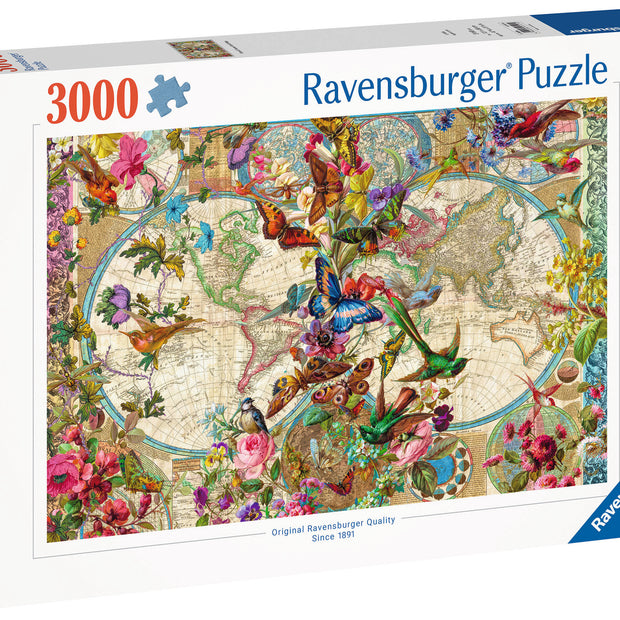 Ravensburger -  Flora and Fauna World Map - 3000 palaa