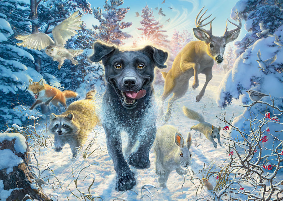 Schmidt - Dog Love, Black Labrador in the Snow - 1000 palaa
