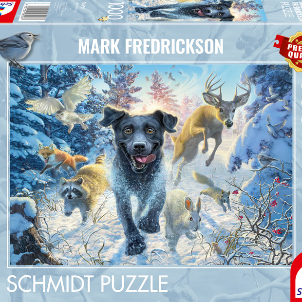 Schmidt - Dog Love, Black Labrador in the Snow - 1000 palaa