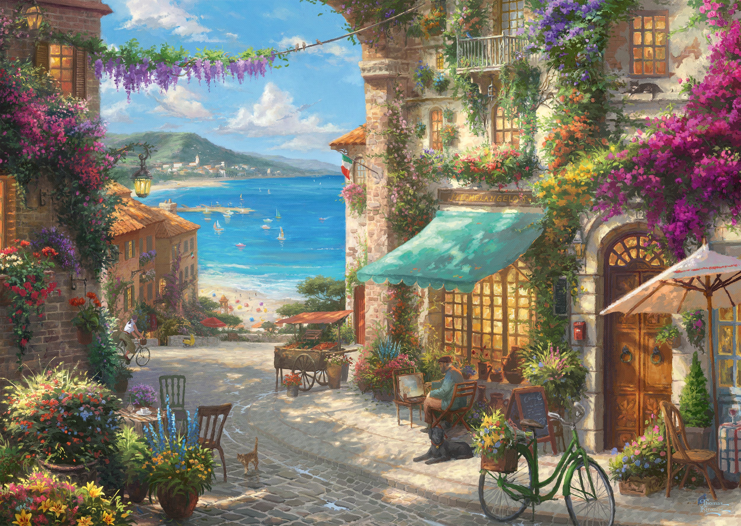 Schmidt - Thomas Kinkade - Café by the Italian Riviera - 1000 palaa
